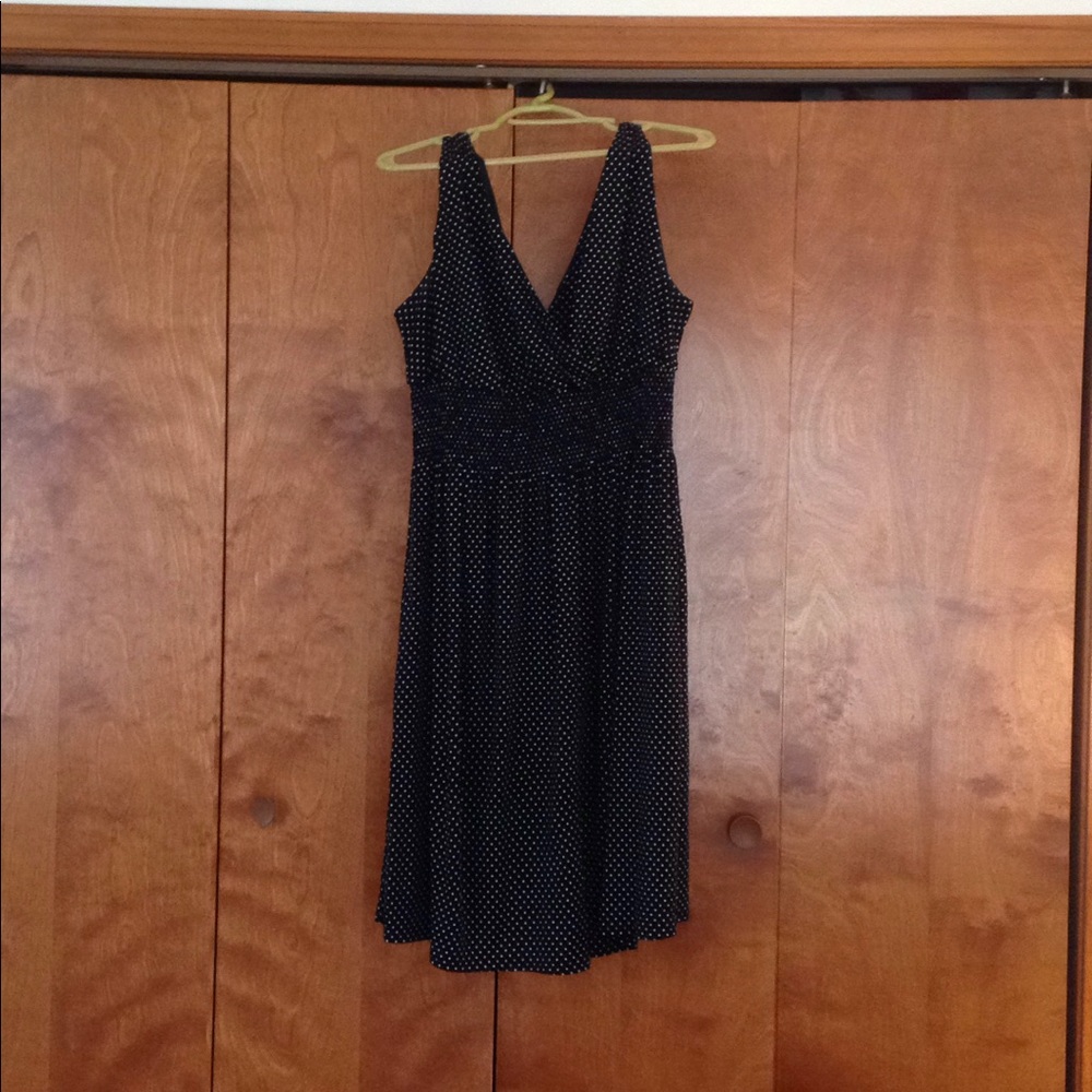 Black dress with white polka dots